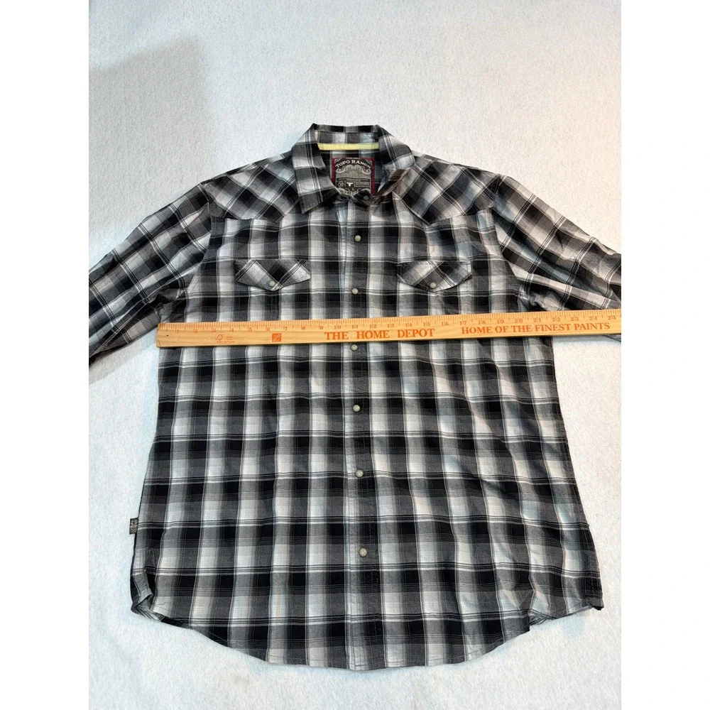Topo Ranch Pearl Snap‎ Plaid Western Long Sleeve Rockabilly Shirt Size Medium
